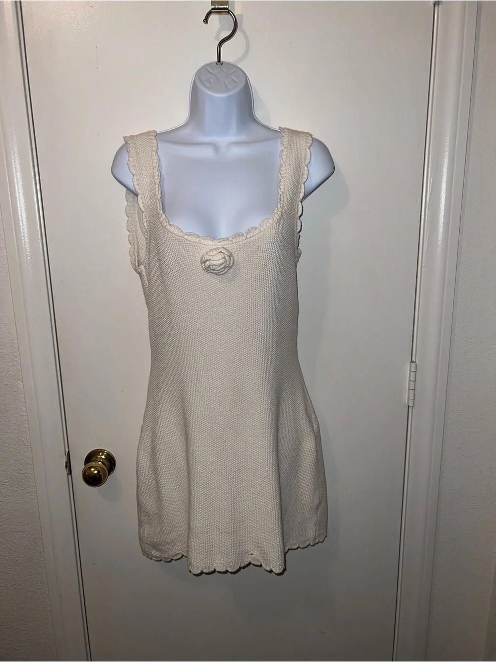wild fable Cream Knit Sleeveless Chemise with Rosette